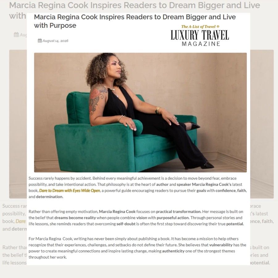Marcia Regina Cook — Luxury Travel Magazine, August 2026